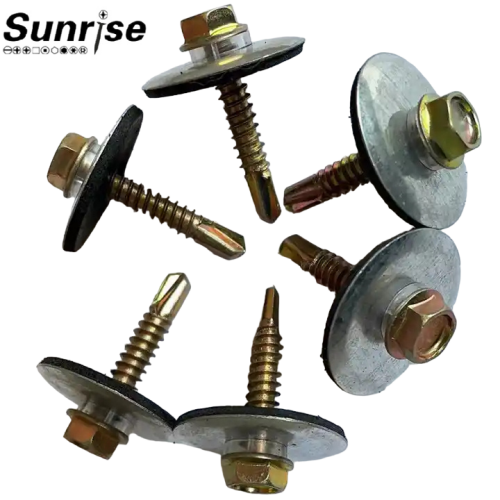 DIN7504K Žlutá pozinkovaná patta vroubkovaná šestihranná podložka Samovrtný šroub s velkou EPDM podložkou