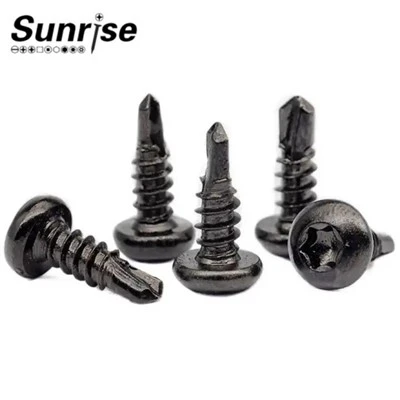 Black Roof Tek 6 laloků Torx Drive Pan Kulatý samovrtný šroub s hlavou